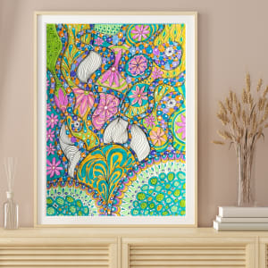 Flower Doodle 2022  Image: Shown with sample frame and matting.