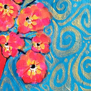 Flower Vase with Gold Swirls 2022 by Jo Claire Hall 