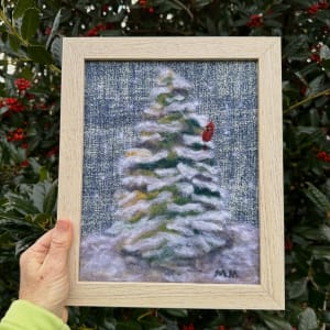 Snowy Tree with Cardinal by Michelle Moats 