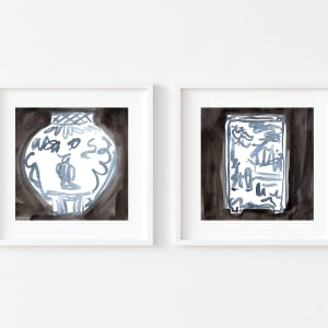 Beautiful Beginnings | Blue and White #1 by JJ Hogan  Image: sample of art framed