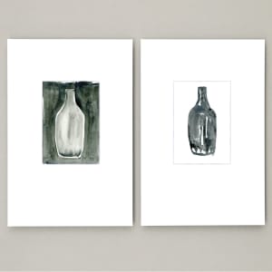 Still Life Duet of Contemporary Black and White Wine Bottles by JJ Hogan 