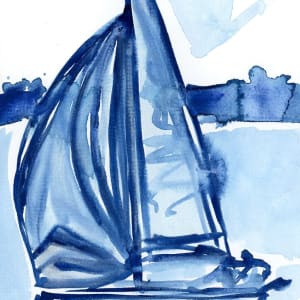 "We often forget we can learn almost anything" by JJ Hogan  Image: Nautical watercolor (gold shimmery frame, showcased with oversized mat under glass).