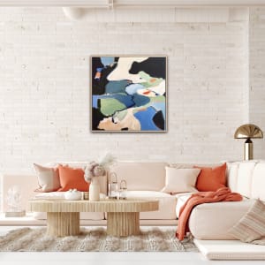 We of the Never by Meredith Howse Art  Image: We of the Never (Wall view with cream couch and burnt orange cushions).