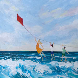 Beach Day Kite Flying by Meredith Howse Art