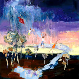 Kite Flying Kids (Print) by Meredith Howse Art, Image 1.