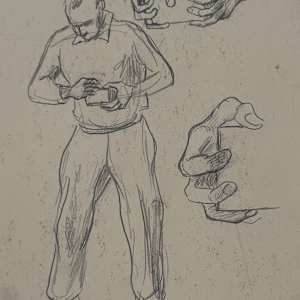 "Sunday at Balancing Rock, Man with Camera, Study" named by CLL aka  "Man with Camera ...Study" named by SHSMO by Fred Shane, Image 1.