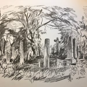 "Cemetery,  St. Genevieve, Missouri, Study for Painting: "  aka " Graveyard, St. Genevieve, Missouri, Study for Painting" by Fred Shane, Image 1.