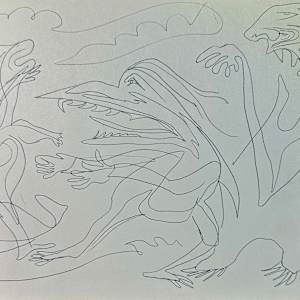 "Creatures Sparring  Abstraction" named by CLL by Fred Shane, Image 1.
