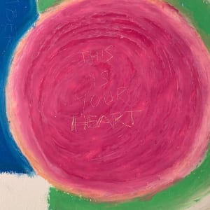 Higher Self by Tia Koulianos  Image: Detail. Message scratched into pastel