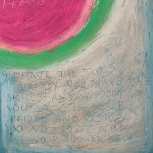 Higher Self by Tia Koulianos  Image: Detail. Message scratched into pastel.
