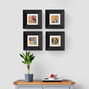 Look High, Look Low by Tia Koulianos  Image: 4 pieces staged on wall with frames