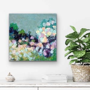 Coastal Flowers by Shirley Williams  Image: 12 x 12 inch painting in-situ