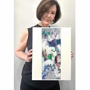 Field of Dreams 1 by Shirley Williams  Image: Artist holding Field of Dreams 1