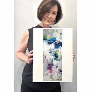 Field of Dreams 2 by Shirley Williams  Image: Artist Shirley Williams holding Field of Dreams 2