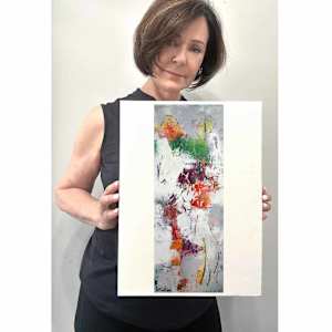 Field of Dreams 4 by Shirley Williams  Image: Artist Shirley Williams holding Field of Dreams 4
