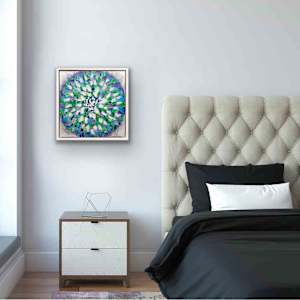 Abundance Mandala by Shirley Williams  Image: ABUNDANCE MANDALA shown installed over a bedside table