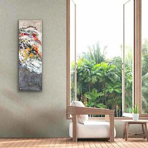 Autumn Wind by Shirley Williams  Image: Autumn Wind narrow abstract canvas shown on wall