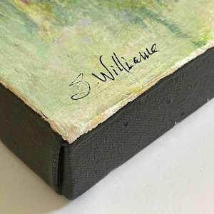 Chromatic Landscape 2 by Shirley Williams  Image: Signature and side profile of Chromatic Landscape canvas