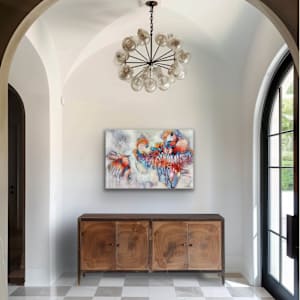 Crimson Bloom by Shirley Williams  Image: Crimson Bloom painting shown hung over hall side table