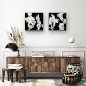 Dancing Clouds -2 by Shirley Williams  Image: Dancing Clouds paintings hung as a wall grouping
