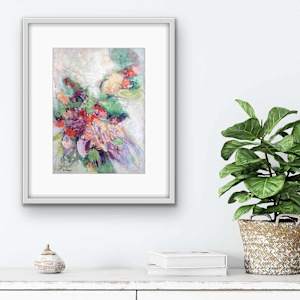Flower Power Study 1 by Shirley Williams  Image: Flower Power Study 1 shown framed over a desk