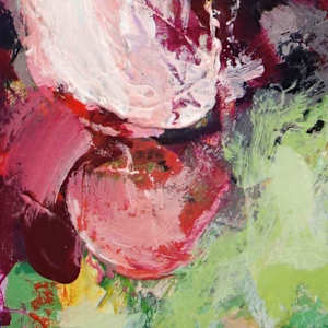 Flower Power Study 2 by Shirley Williams  Image: Impasto texture detail in red and green