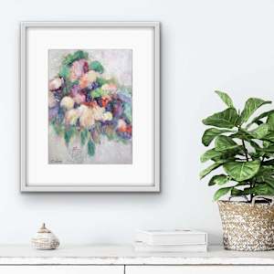 Flower Power Study 3 by Shirley Williams  Image: Flower Power Study 3 shown framed and hanging over a desk