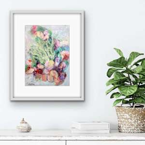 Flower Power Study 4 by Shirley Williams  Image: Flower Power Study 4 shown framed and hung over a table