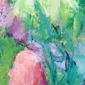 Flower Power Study 5 by Shirley Williams  Image: Turquoise and pink texture detail