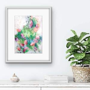 Flower Power Study 5 by Shirley Williams  Image: Flower Power Study 5 shown framed in white and hung on wall