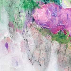 Flower Power Study 6 by Shirley Williams  Image: Fuschia and green detail of Flower Power 6