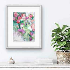Flower Power Study 6 by Shirley Williams  Image: Flower Power Study 6 shown framed in white and hanging over a desk