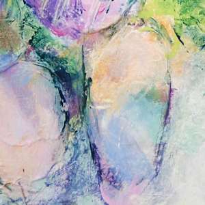 Flower Power Study 8 by Shirley Williams  Image: blue pink and peach drawn detail of Flower Power 8