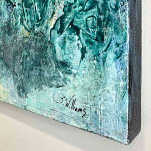 Green Fields of Summer by Shirley Williams  Image: signature and corner detail of Green Field of Summer