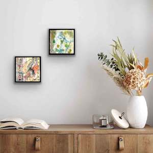Birds Eye View  2 by Shirley Williams  Image: Pair of original small encaustics shown insitu