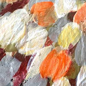 Perseverance Mandala by Shirley Williams  Image: Orange, grey and white color detail of PERSEVERANCE MANDALA