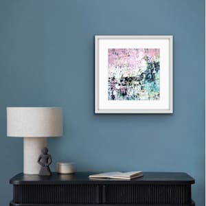 Pink Sunrise by Shirley Williams  Image: Pink Sunrise shown framed over desk