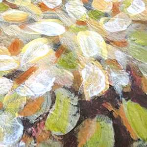 Potential Mandala by Shirley Williams  Image: Green, white and orange color detail of POTENTIAL MANDALA