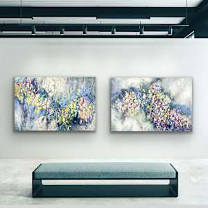 Flower Power 2 by Shirley Williams  Image: Flower Power 1 and 2 shown as horizontal diptych