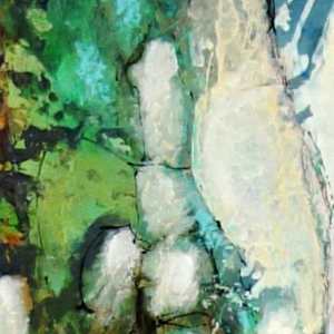 Sacred Renewal by Shirley Williams  Image: Green texture detail of Sacred Renewal painting