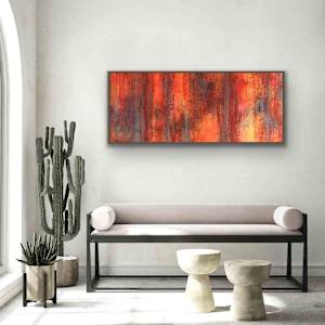 Sunset Shadows by Shirley Williams  Image: Sunset Shadows painting over a white bench