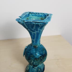 Blue Crackle Fluted Vase by Benjamin Teague 