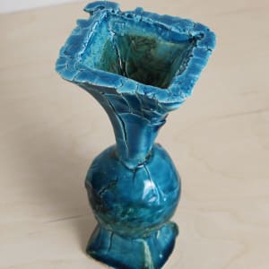 Blue Crackle Fluted Vase by Benjamin Teague 