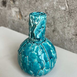 Blue Crackle Sphere Vase by Benjamin Teague 