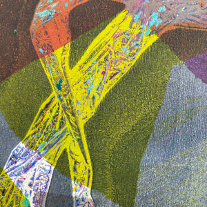 Hippy Hideout by Kathy Cornwell  Image: Detail of Hippy Hideout, a fine art monotype by artist Kathy Cornwell