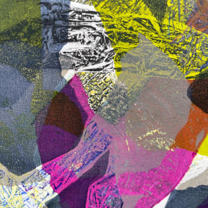 Hippy Hideout by Kathy Cornwell  Image: Detail of Hippy Hideout, a fine art monotype by artist Kathy Cornwell