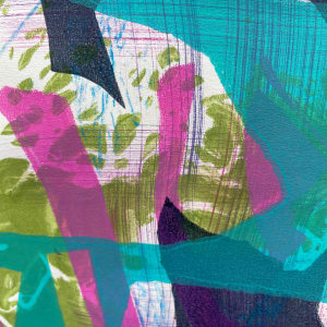 Hojo Hijinks by Kathy Cornwell  Image: Detail of Hojo Hijinks, a fine art monotype by artist Kathy Cornwell