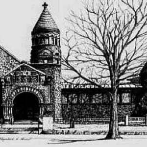 Pen & Ink rendering of Fairbanks Museum and Planetarium by Elizabeth Stathis 