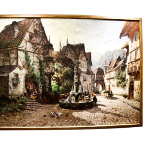 Village Fountain (German village scene) by Hermann Schnee
