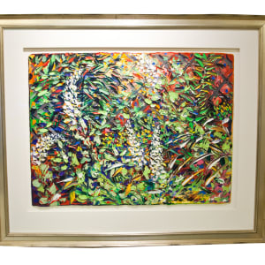 White Blooms Against Lattice by David Schaefer